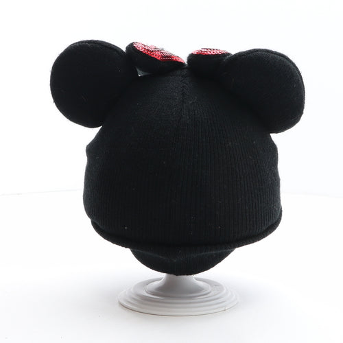 H&M Girls Black Acrylic Beanie One Size - Disney, Minnie Mouse Size 4-8 Years