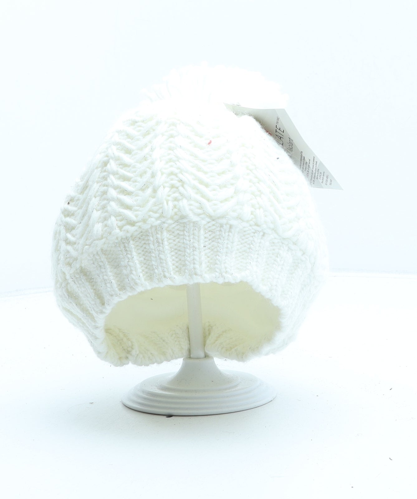 George Womens Ivory Acrylic Bobble Hat One Size