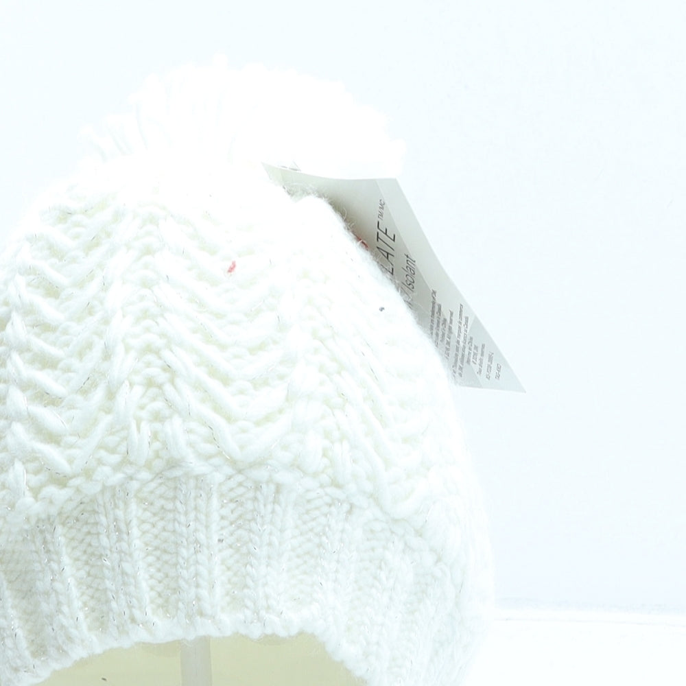George Womens Ivory Acrylic Bobble Hat One Size