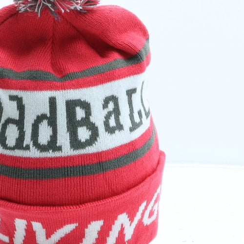 Odd Balls Womens Pink Striped Acrylic Bobble Hat One Size - Get Busy Living