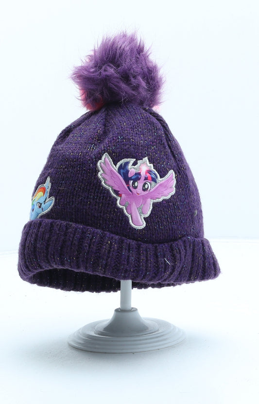 TU Girls Purple Acrylic Bobble Hat One Size - My Little Pony