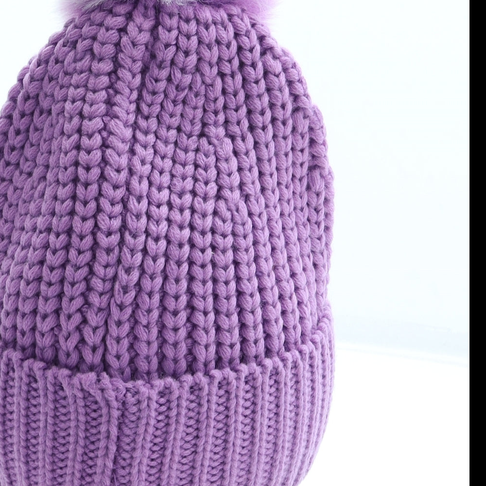 Marks and Spencer Womens Purple Acrylic Bobble Hat One Size