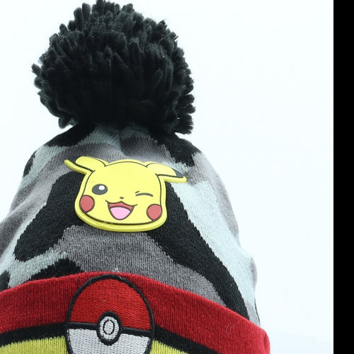 TU Boys Multicoloured Camouflage Acrylic Bobble Hat Size S - Pokemon Pikachu Size 3-5 Years