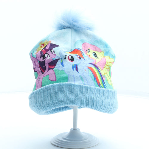 Hasbro Girls Blue Geometric Acrylic Bobble Hat One Size - My Little Pony