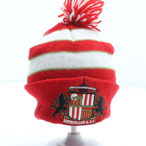 Sunderland FC Boys Red Striped Acrylic Bobble Hat Size S
