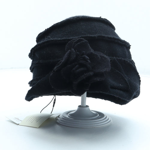 Lawliet Womens Black Wool Cloche One Size - Flower Detail