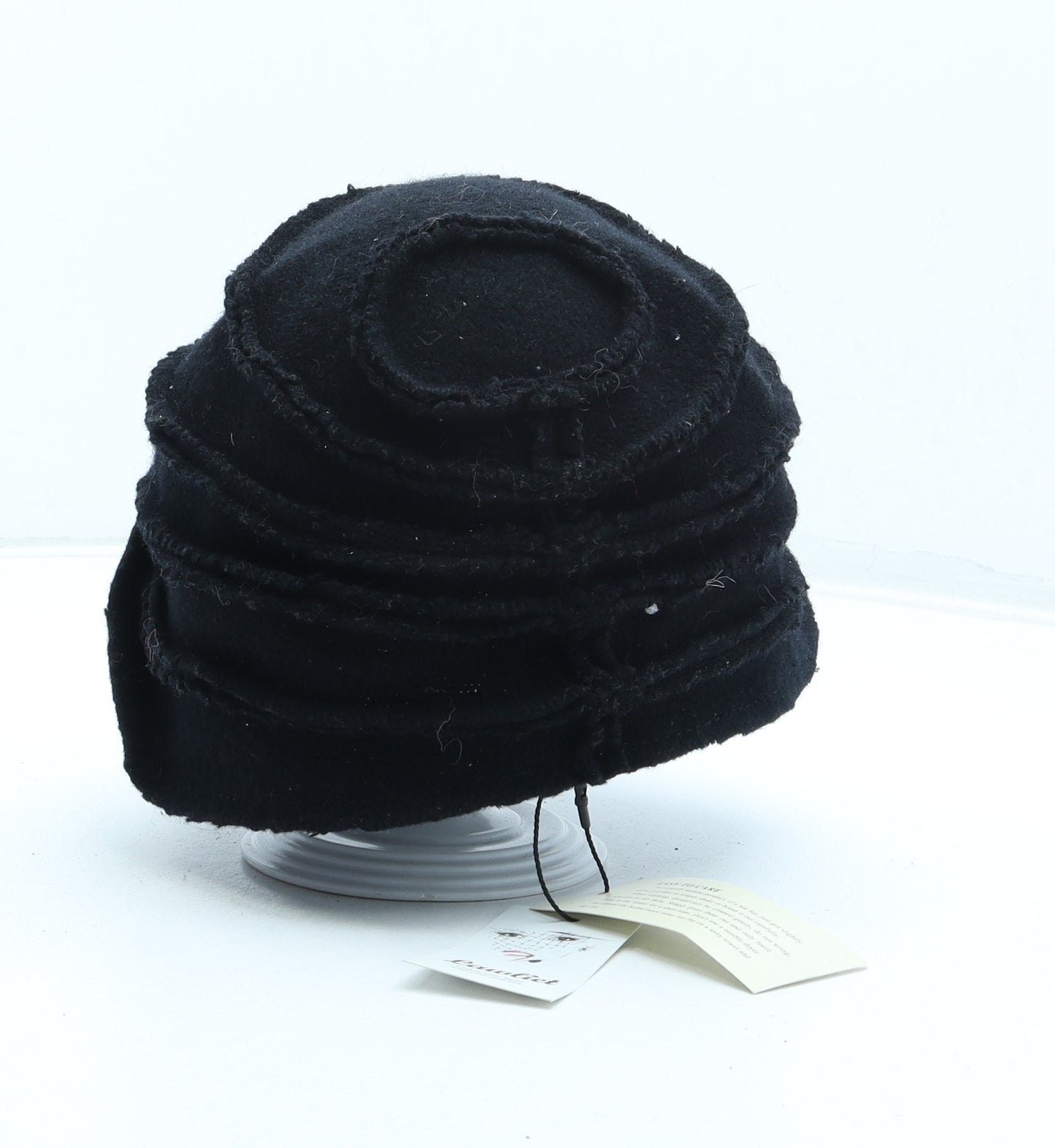 Lawliet Womens Black Wool Cloche One Size - Flower Detail