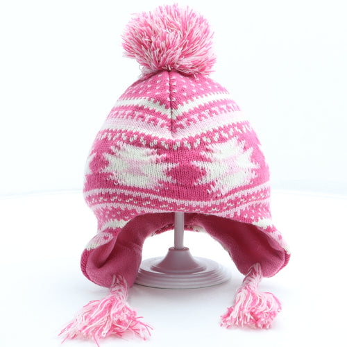Young Dimension Girls Pink Fair Isle Acrylic Bobble Hat Size S - Size 2-3 Years