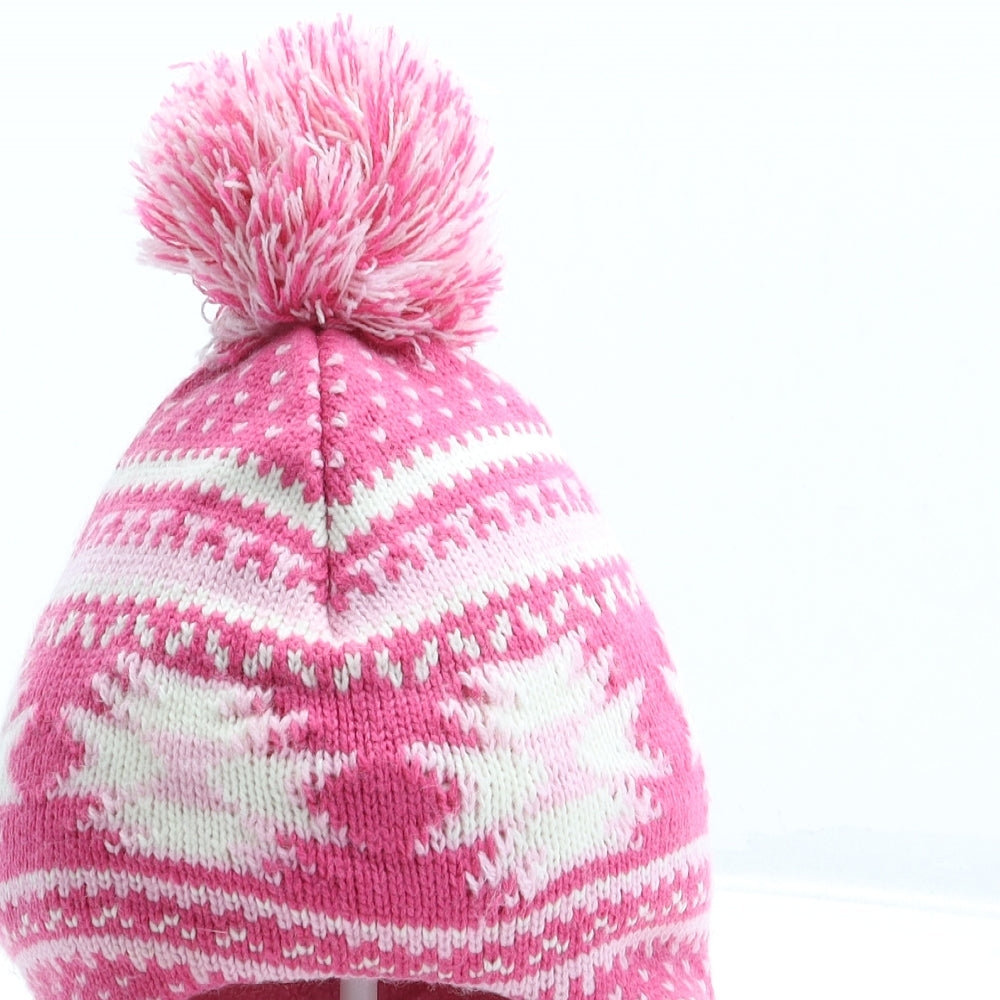 Young Dimension Girls Pink Fair Isle Acrylic Bobble Hat Size S - Size 2-3 Years