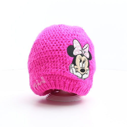 Disney Girls Pink Acrylic Beanie One Size - Disney, Minnie Mouse, Size 54cm