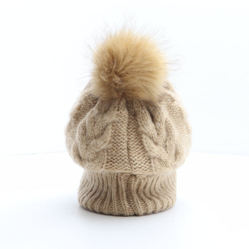 Marks and Spencer Womens Beige Acrylic Bobble Hat One Size