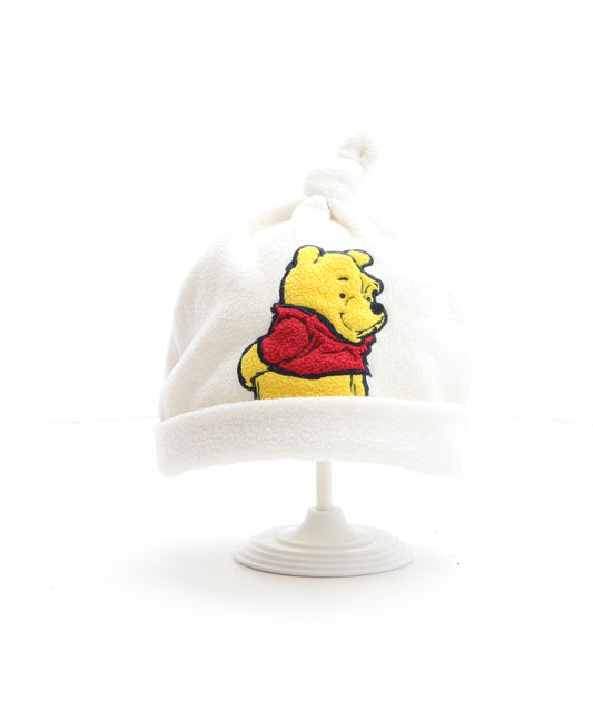 Disney Boys Ivory Polyester Beanie One Size - Size 18-48 months, Top Knot, Winnie the Pooh