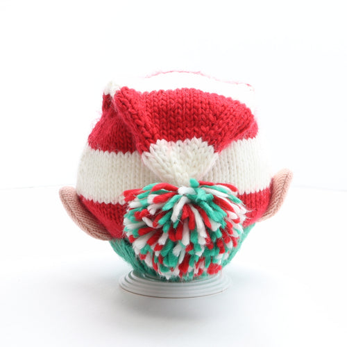 Preworn Womens Multicoloured Striped Acrylic Bobble Hat One Size - Christmas, Elf