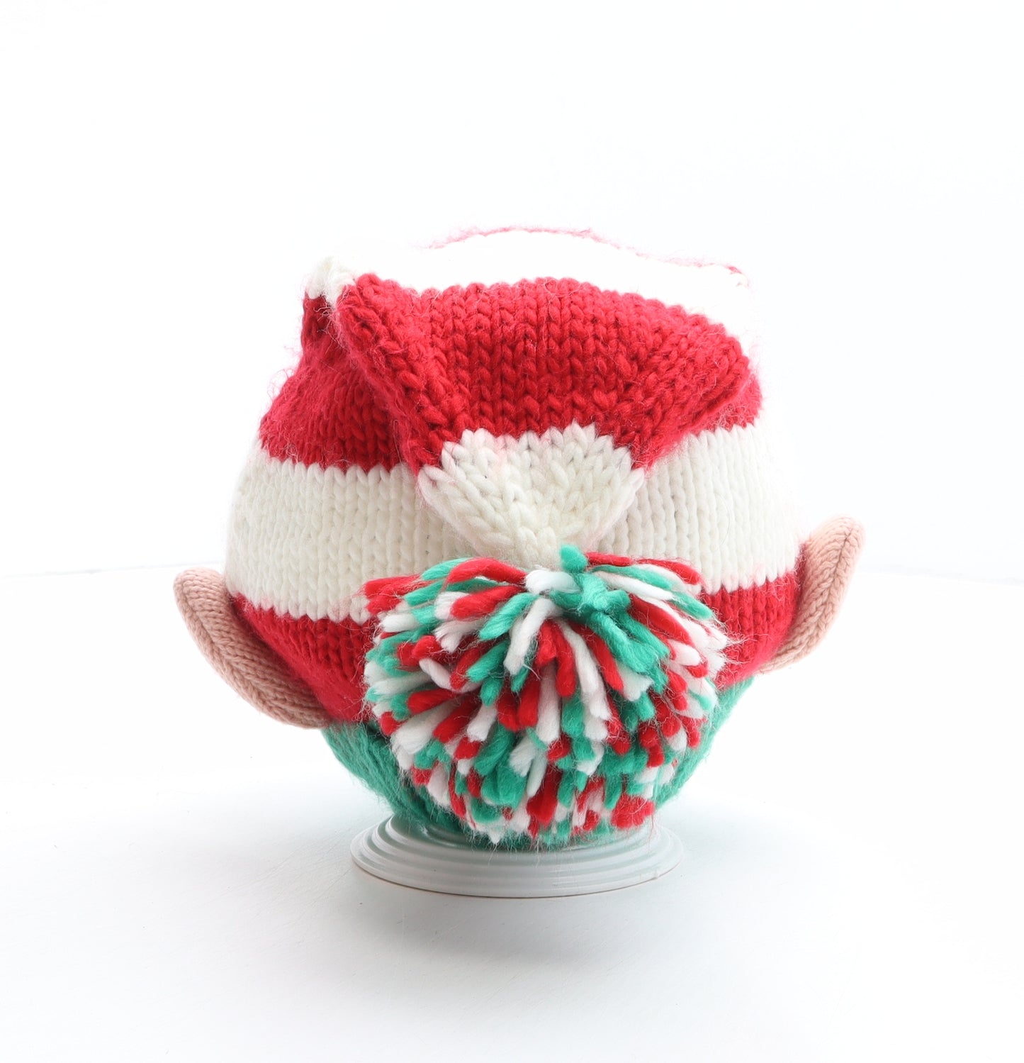 Preworn Womens Multicoloured Striped Acrylic Bobble Hat One Size - Christmas, Elf