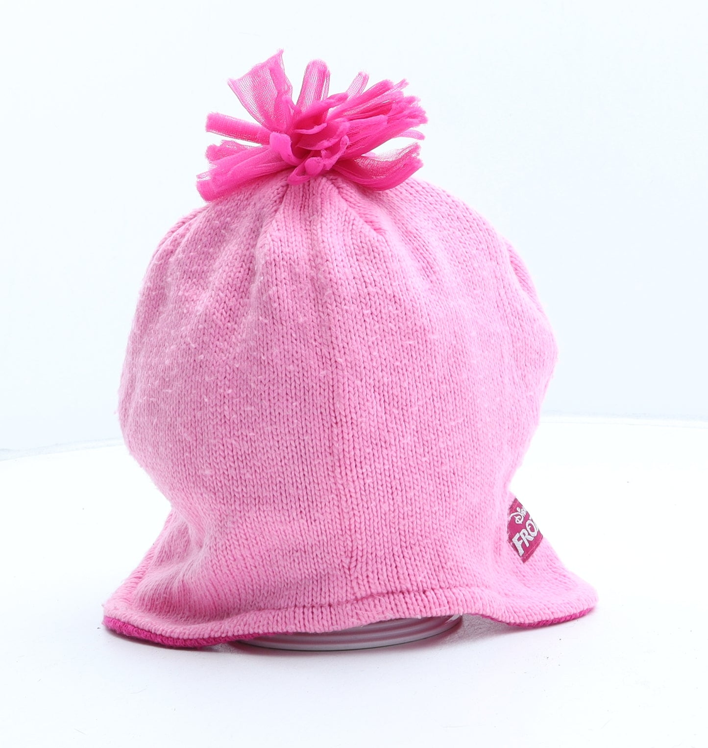 George Girls Pink Acrylic Bobble Hat One Size - Frozen. UK Size 8-12 Years