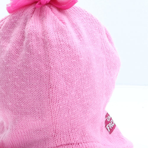 George Girls Pink Acrylic Bobble Hat One Size - Frozen. UK Size 8-12 Years
