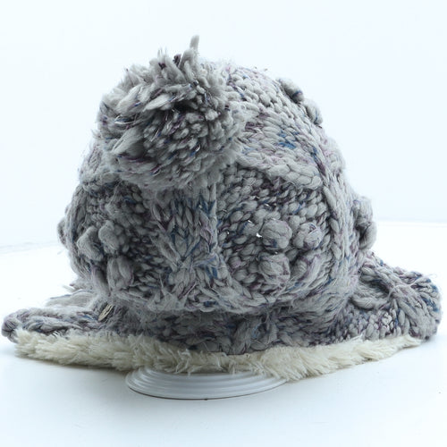 Fat Face Womens Grey Acrylic Bobble Hat One Size