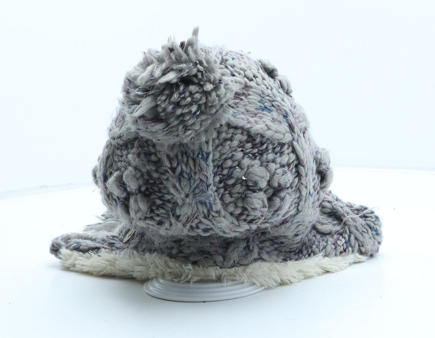 Fat Face Womens Grey Acrylic Bobble Hat One Size