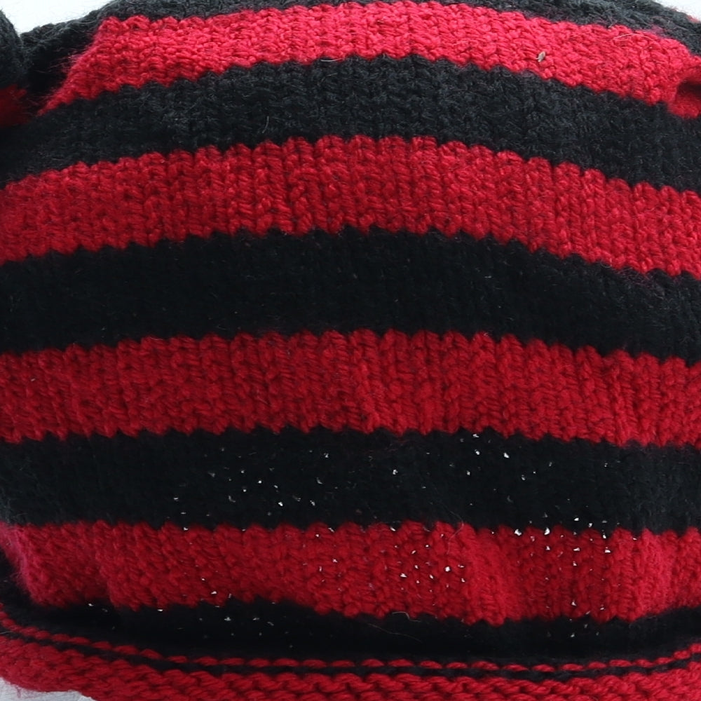 Preworn Mens Red Striped Acrylic Beanie One Size - Top Knots
