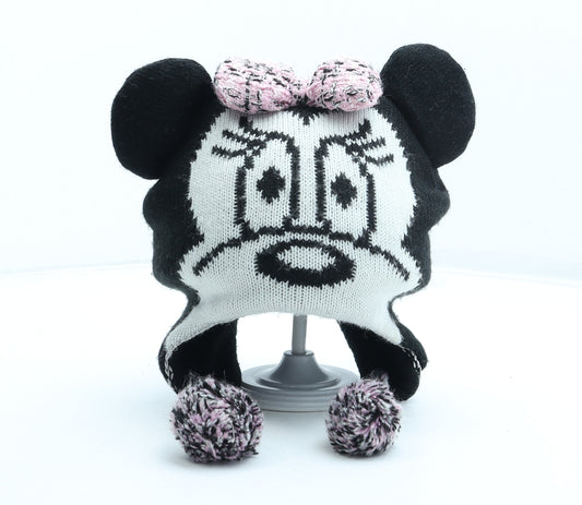 Young Dimension Girls Black Acrylic Winter Hat One Size - Minnie Mouse Pom Pom
