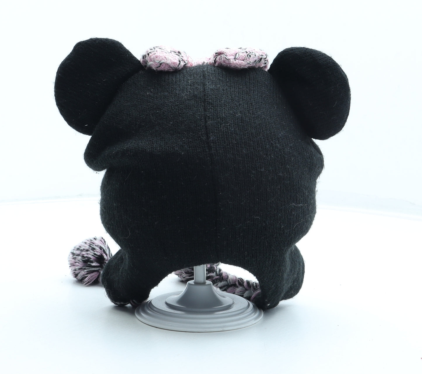 Young Dimension Girls Black Acrylic Winter Hat One Size - Minnie Mouse Pom Pom