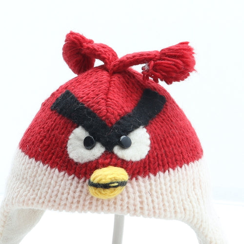 Made in Nepal Boys Red Wool Winter Hat One Size - Angry Birds