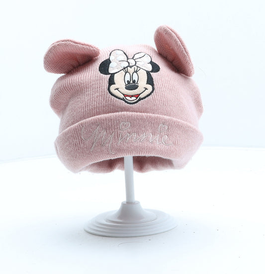 Disney Baby Girls Pink Acrylic Beanie One Size - Minnie Mouse