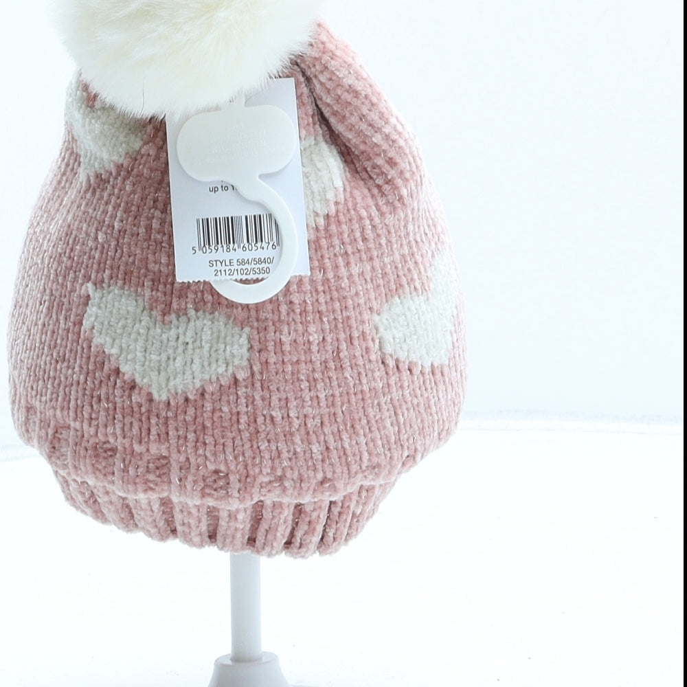 George Girls Pink Acrylic Bobble Hat One Size - UK Size 3-6 Months
