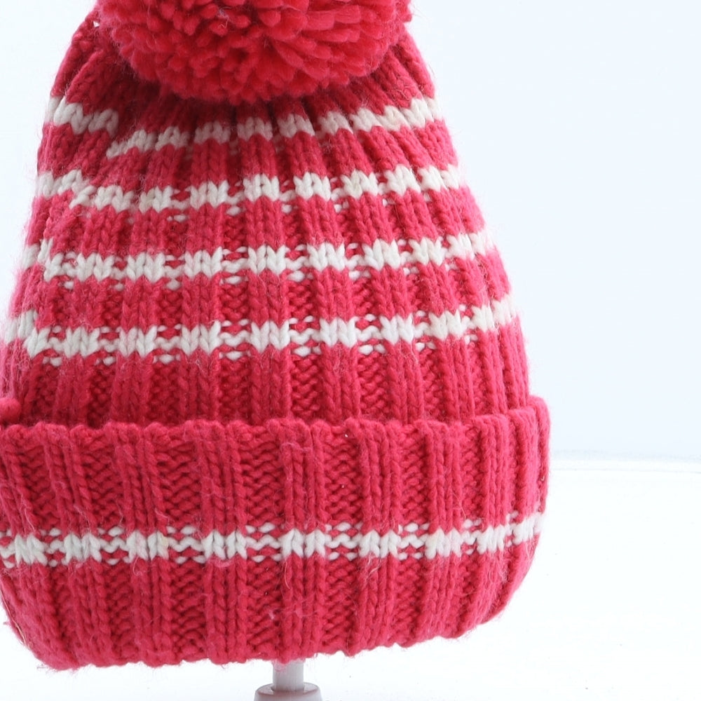 Preworn Girls Pink Acrylic Bobble Hat One Size - UK Size 3-6 Years