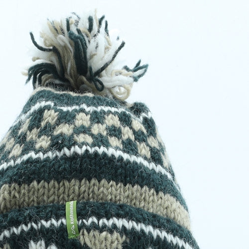 Kathmandu Womens Green Geometric Wool Bobble Hat One Size