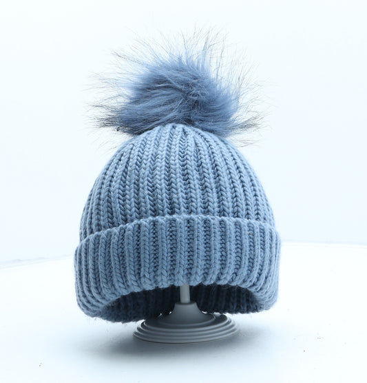 Topshop Womens Blue Acrylic Bobble Hat One Size
