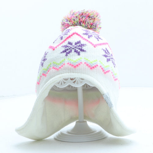 Trespass Girls White Fair Isle Acrylic Winter Hat One Size