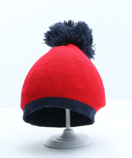 George Boys Red Acrylic Bobble Hat One Size - UK Size 4-8 Years
