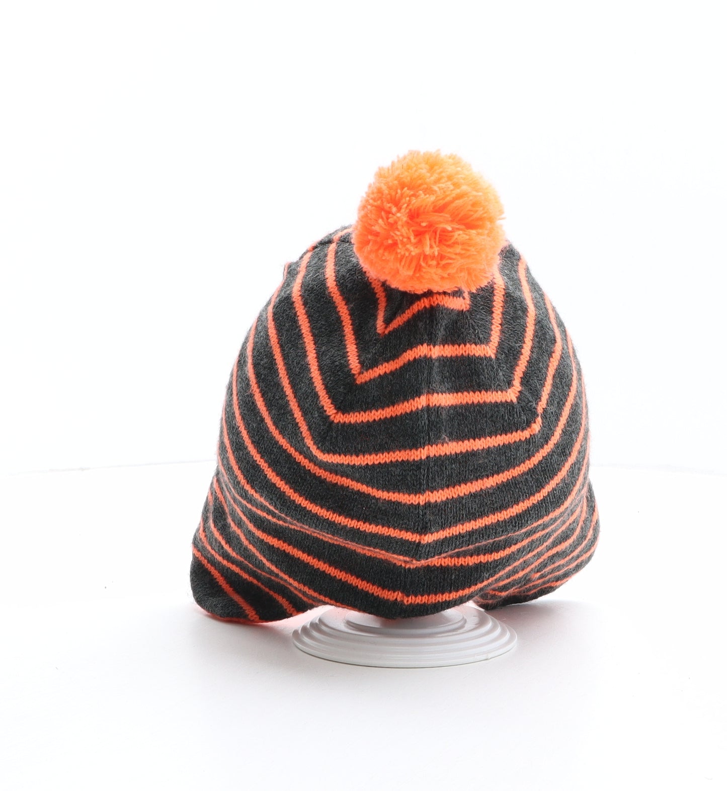Marks and Spencer Girls Multicoloured Striped Acrylic Winter Hat One Size - Size 18-36 months, Pom Pom