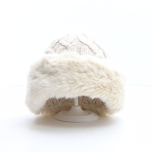 Marks and Spencer Womens Ivory Acrylic Beanie One Size - Faux Fur