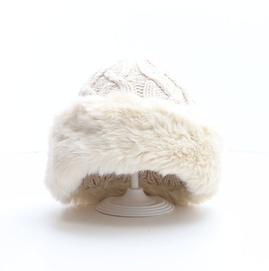 Marks and Spencer Womens Ivory Acrylic Beanie One Size - Faux Fur