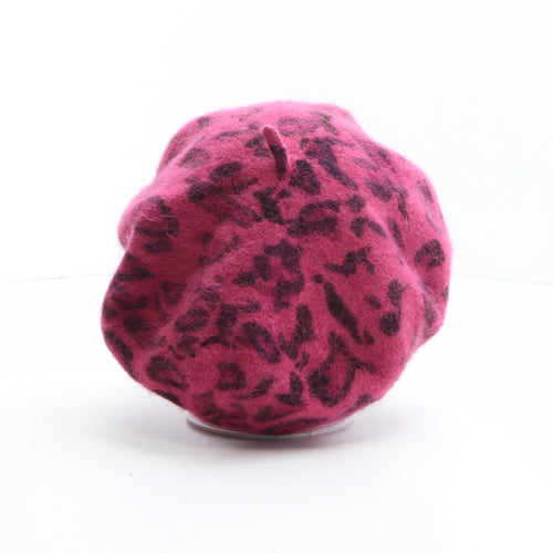 Atmosphere Womens Pink Animal Print Polyamide Beret One Size - Leopard Print