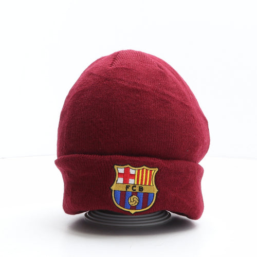 FC Barcelona Mens Red Acrylic Beanie One Size - FC Barcelona
