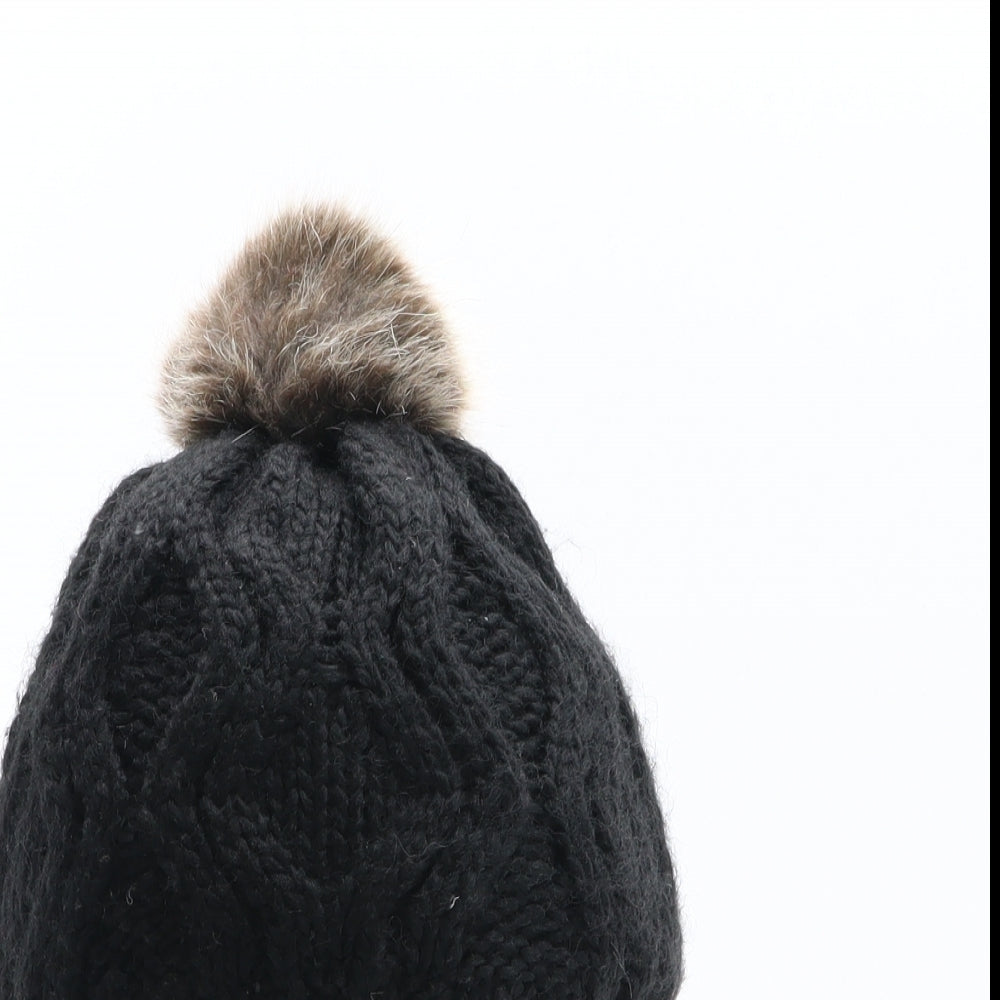H&M Womens Black Acrylic Bobble Hat One Size