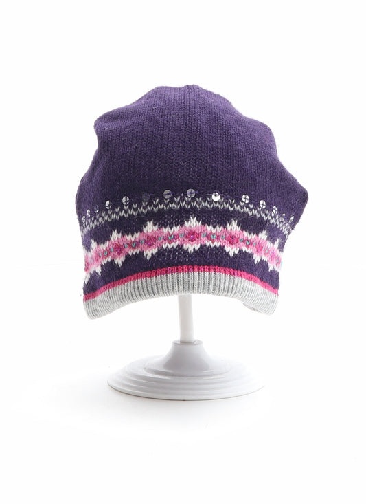 Marks and Spencer Girls Multicoloured Geometric Acrylic Beanie One Size - Size 1.5-2 years