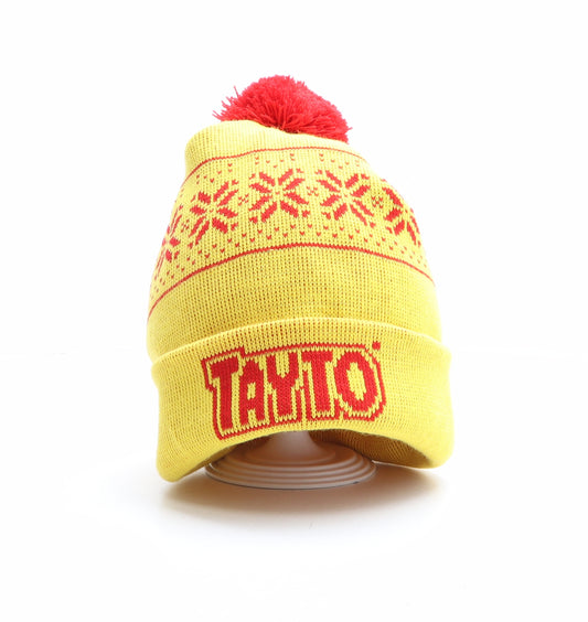 Tayto Womens Yellow Fair Isle Acrylic Bobble Hat One Size