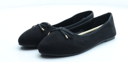 By Very Womens Black Synthetic Ballet Flat UK 8 41 - Wide Fit