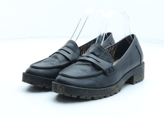 Preworn Womens Black Synthetic Loafer Flat UK 5