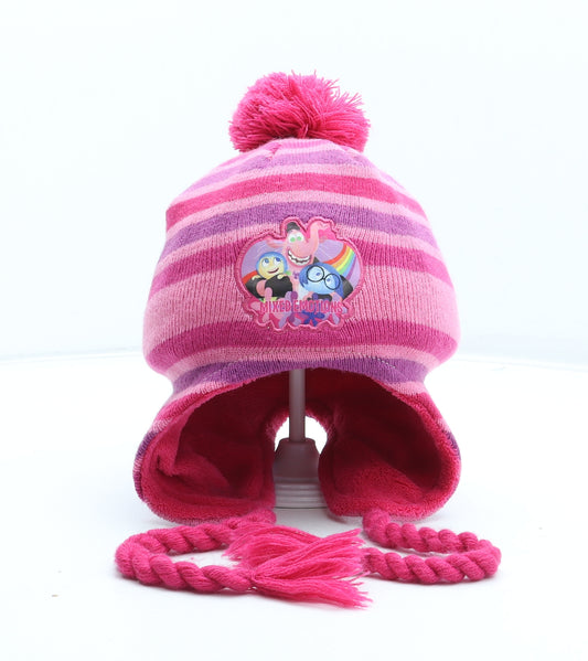 Disney Girls Pink Striped Acrylic Beanie Size S - Inside Out
