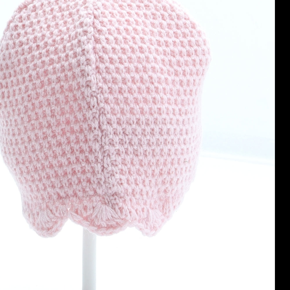 F&F Girls Pink 100% Cotton Beanie Size S - Size 0-3 Months
