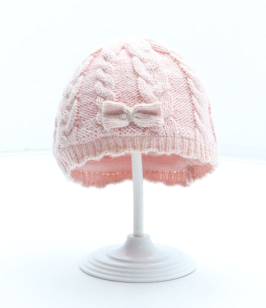 George Girls Pink Acrylic Beanie Size S - Size 3-6 Years