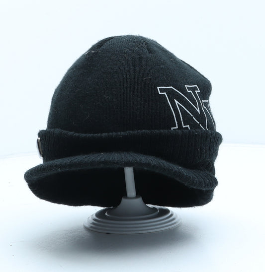No Fear Mens Black Acrylic Beanie One Size - Peaked