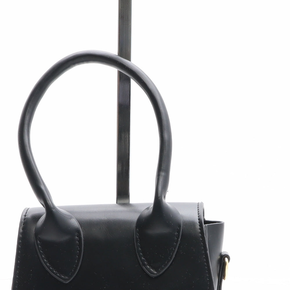 Preworn Womens Black Polyurethane Top Handle Bag Size Mini