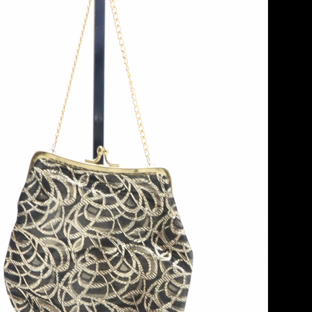 Preworn Womens Black Geometric Polyester Top Handle Bag Size Mini - Purse included