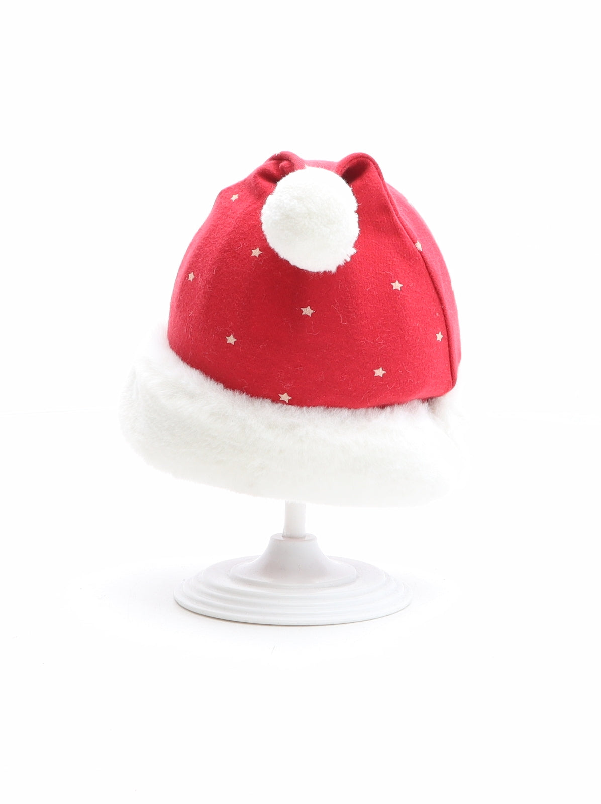 mamas & papas Boys Red Geometric 100% Cotton Bobble Hat One Size - Size 0-3 months, Star Pattern, Santa Hat